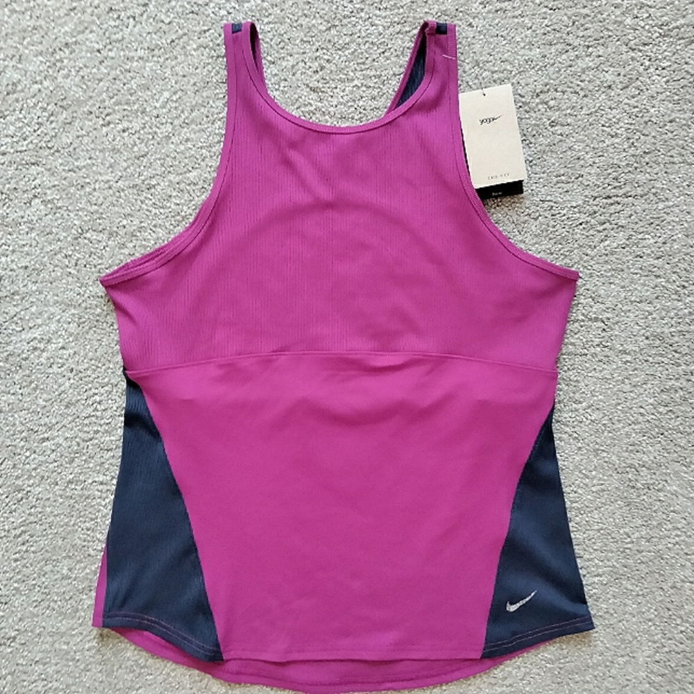 NWT XL Nike Yoga Dri-Fit Purple Stretch Tank Top Keyhole Back Athletic Top NEW